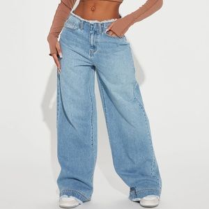 Distressed Waist Baggy Jeans